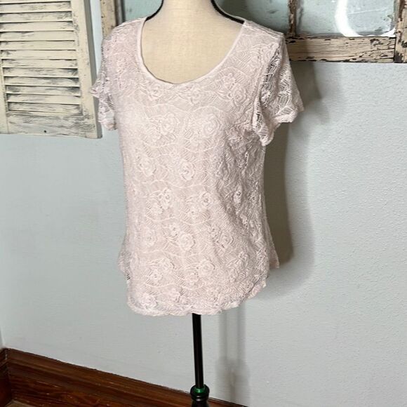 Leo & Nicole Women's Blouse Short Sleeve Lace Top White Size Extra Large - Picture 2 of 10